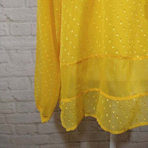 ML Finders Keepers Aspen Yellow Gold Oversized Dot Sheer Belle Top Blouse NWT S - Picture 6 of 11